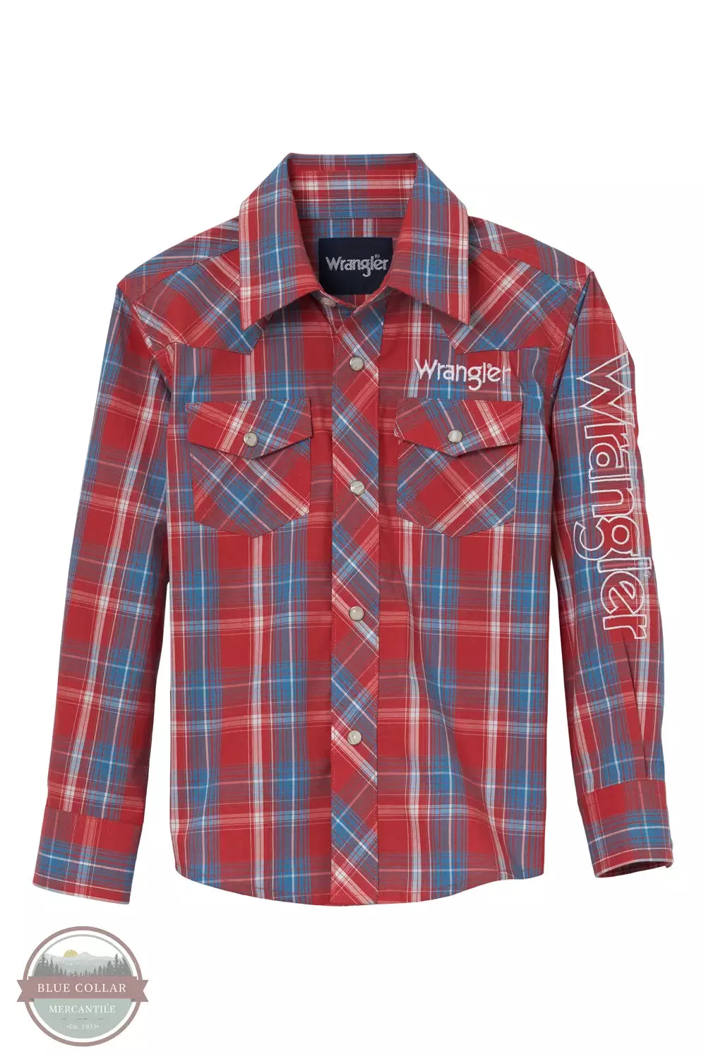 112344422 Logo Long Sleeve Western Snap Shirt in Apple Plaid