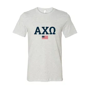 Alpha Chi Omega Heather Grey Usa T-Shirt