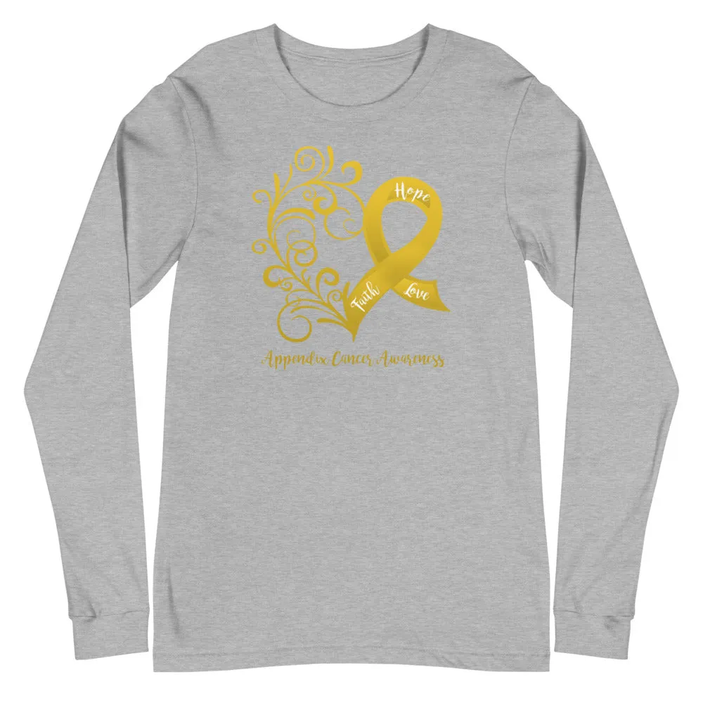 Appendix Cancer Awareness Heart Long Sleeve Tee (Several Colors Available)