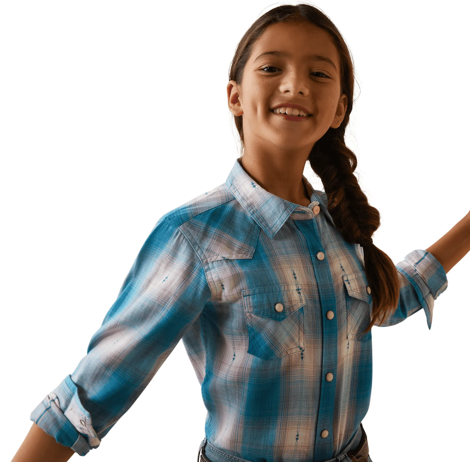 Ariat Girl's Idabel Plaid Snap Long Sleeve Western Shirt 10043815