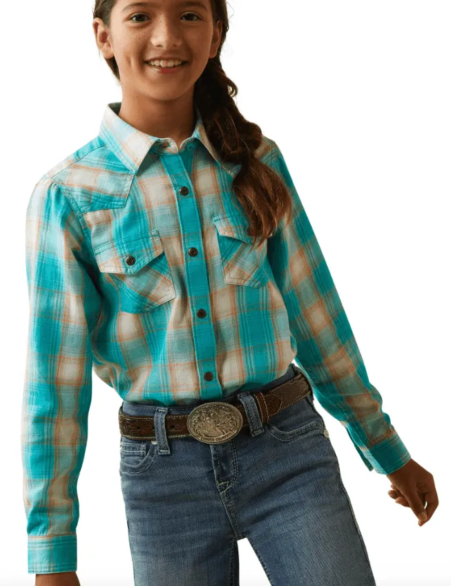 Ariat Girl's Ojai Plaid Long Sleeve Snap Up Western Shirt 10043627