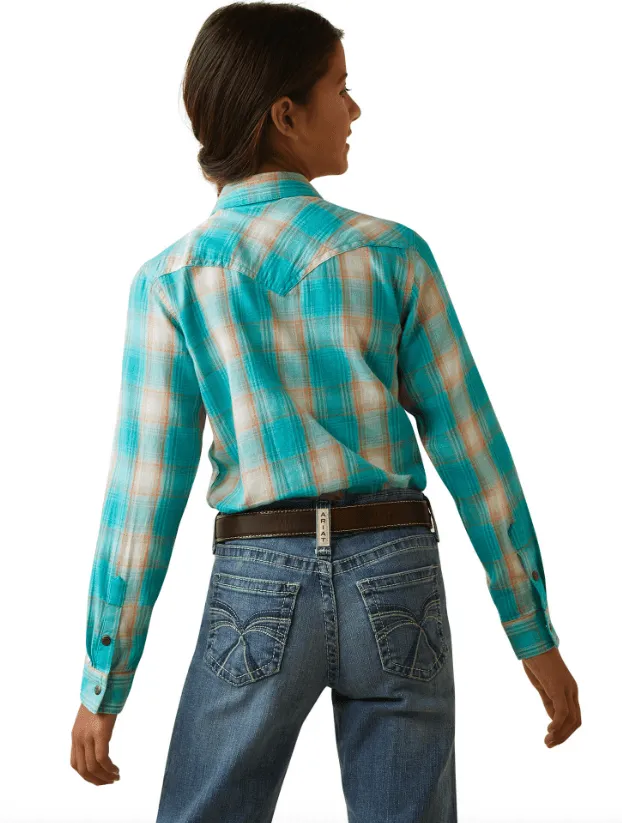 Ariat Girl's Ojai Plaid Long Sleeve Snap Up Western Shirt 10043627