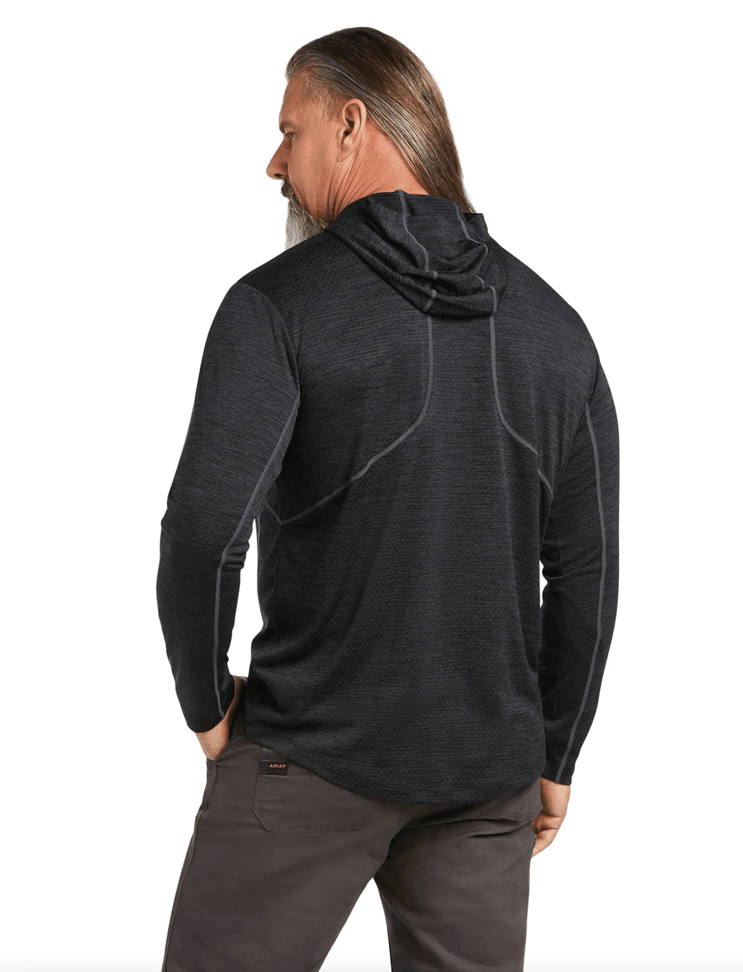 Ariat Men's Rebar Revolt Long Sleeve Hooded Black Sun Shirt 10039160