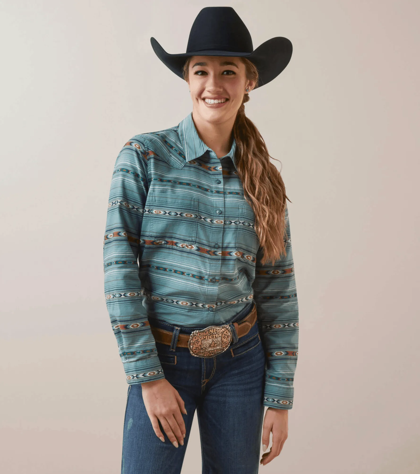 Ariat Women's REAL Billie Jean Gemstone Stripe Long Sleeve Western Shirt 10046043