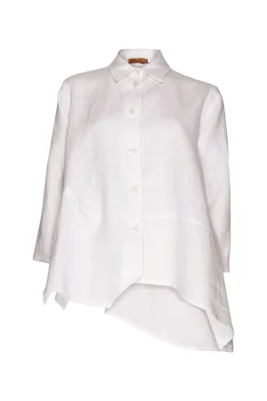 Asymmetric Angle Shirt - White Cotton 5048