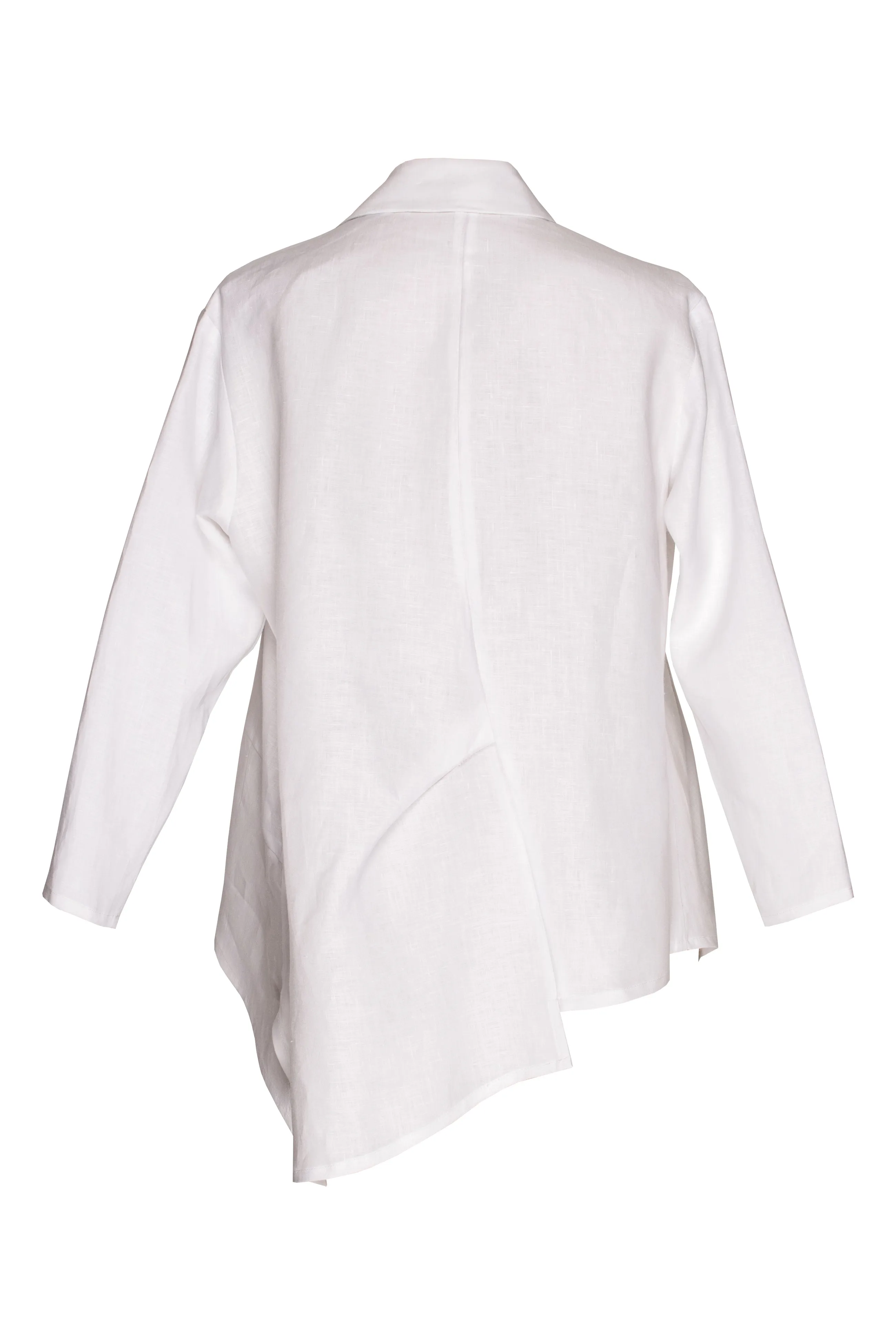 Asymmetric Angle Shirt - White Cotton 5048