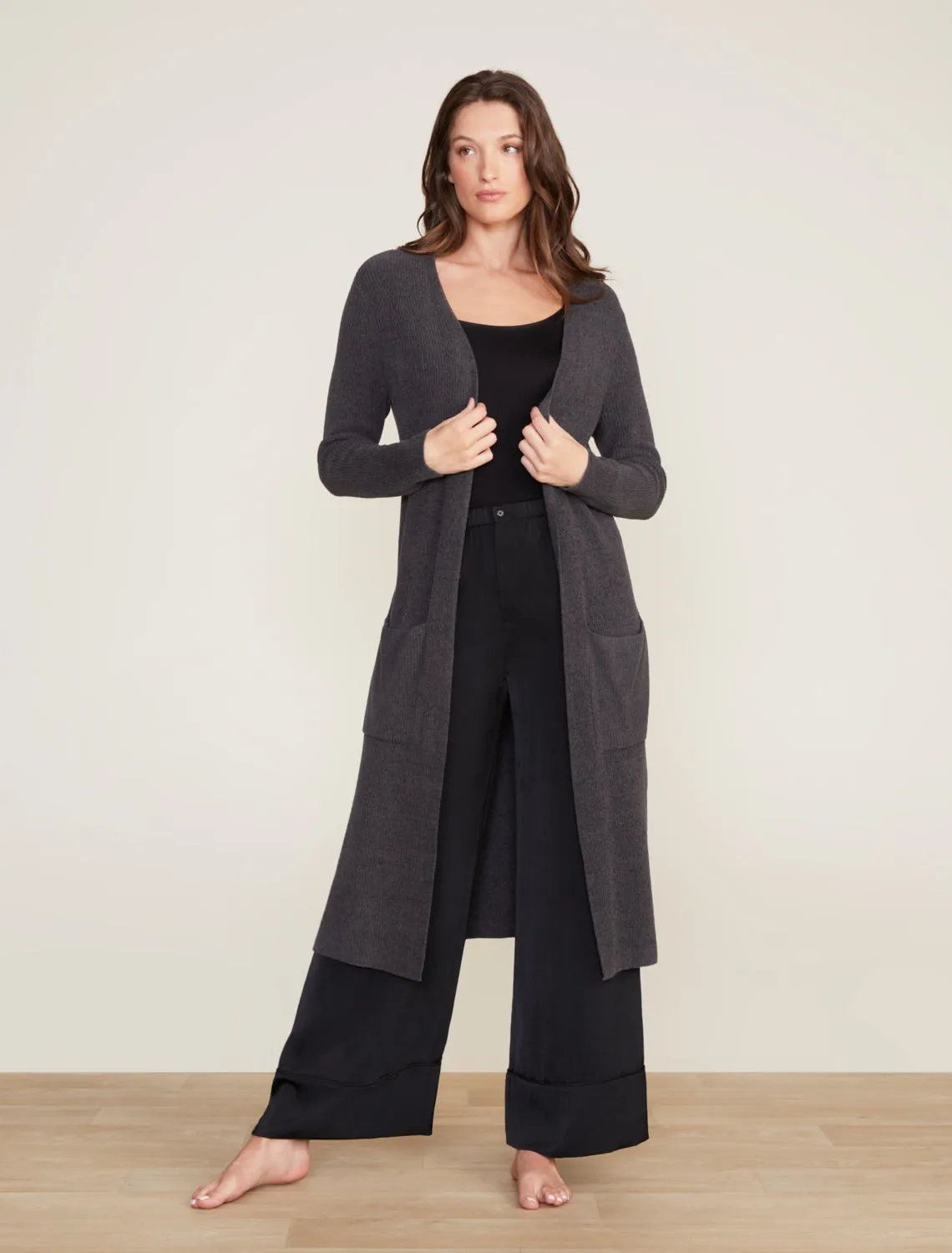 Barefoot Dreams CozyChic Long Cardi in Carbon