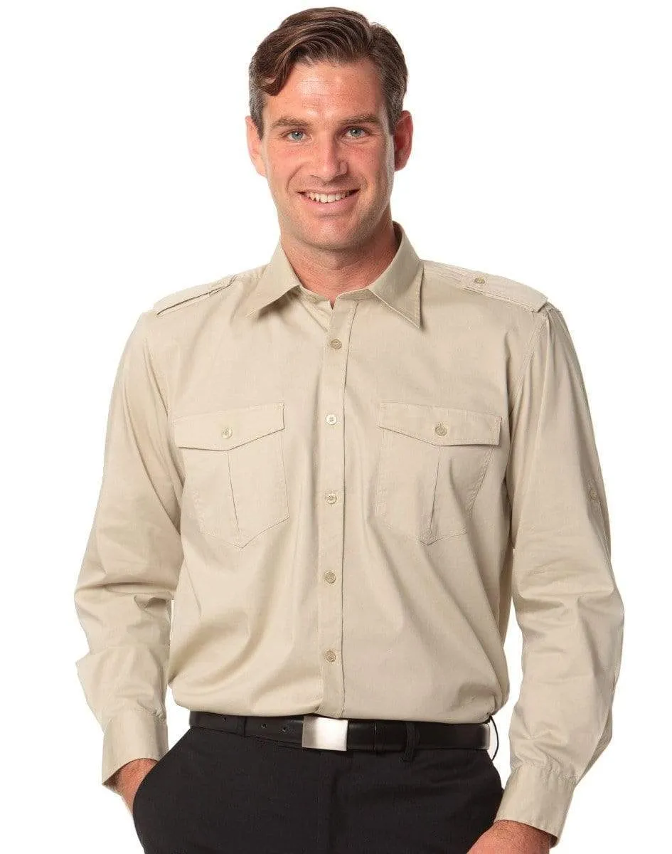 BENCHMARK Men's Long Sleeve Military Shirt M7912