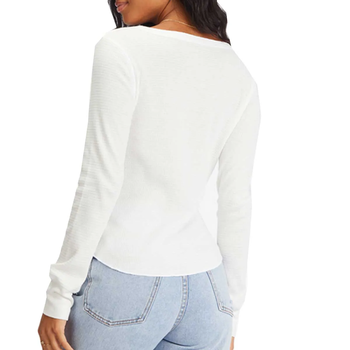 Billabong Women's My Henley Long Sleeve Knit Top - Salt Crystal