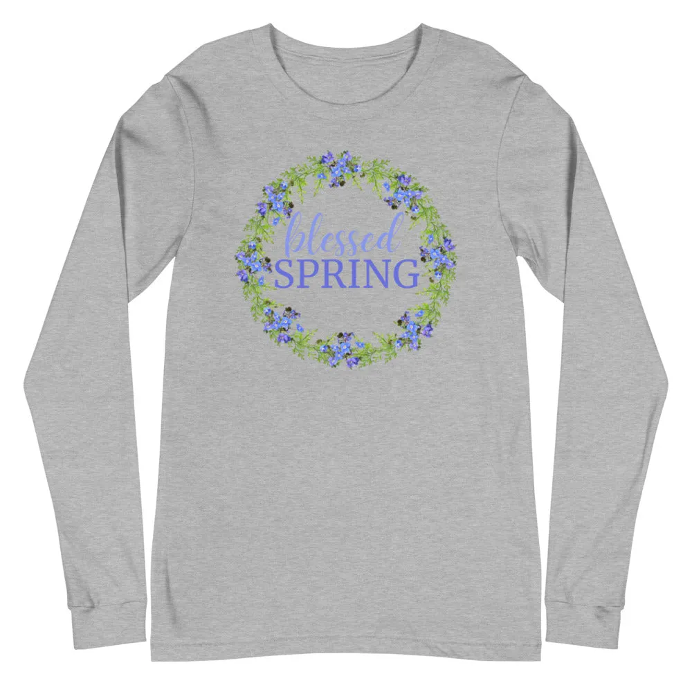 blessed SPRING Floral Wreath Long Sleeve Tee (Several Colors Available)