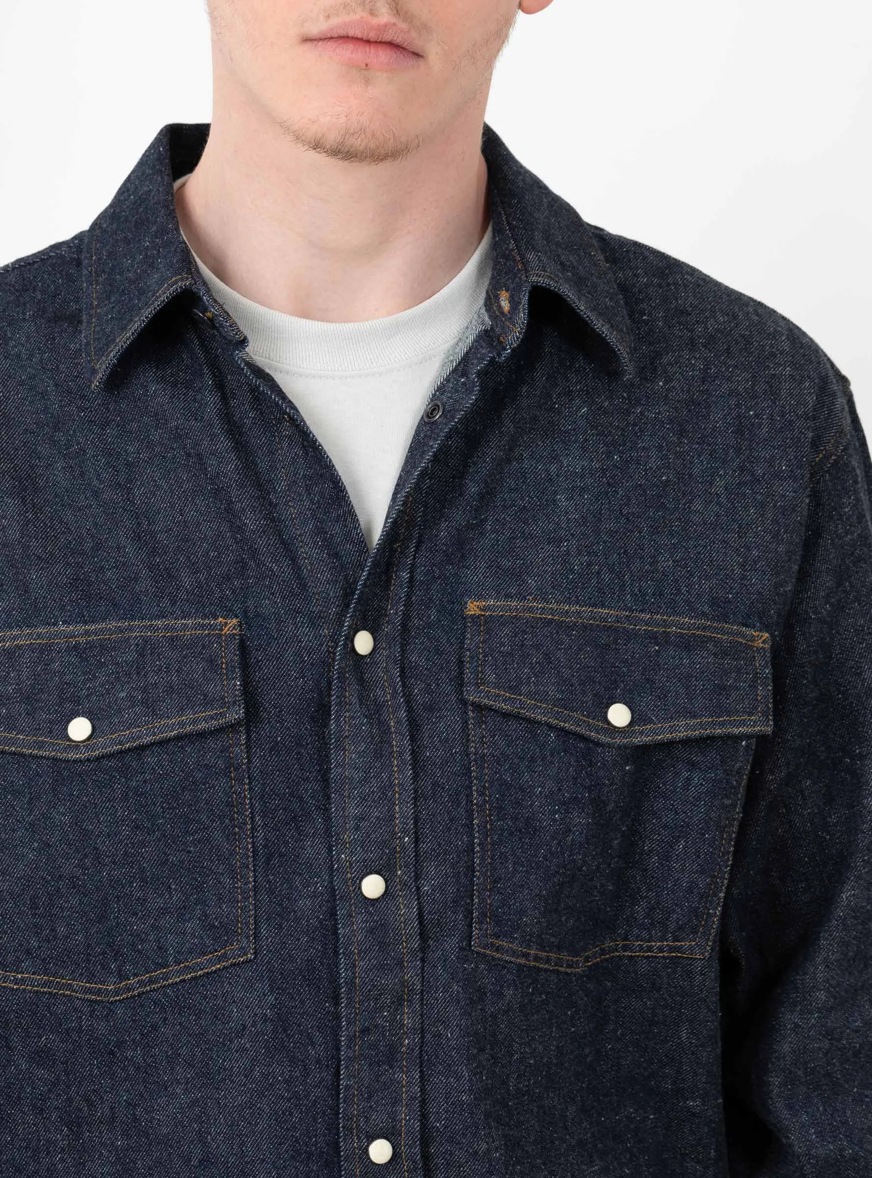 Boxy Western Denim Shirt Dark Denim