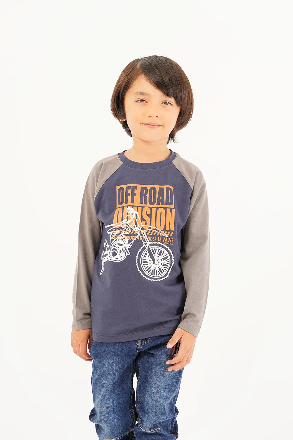 Boy's Full Sleeve Graphics Crew Reglan