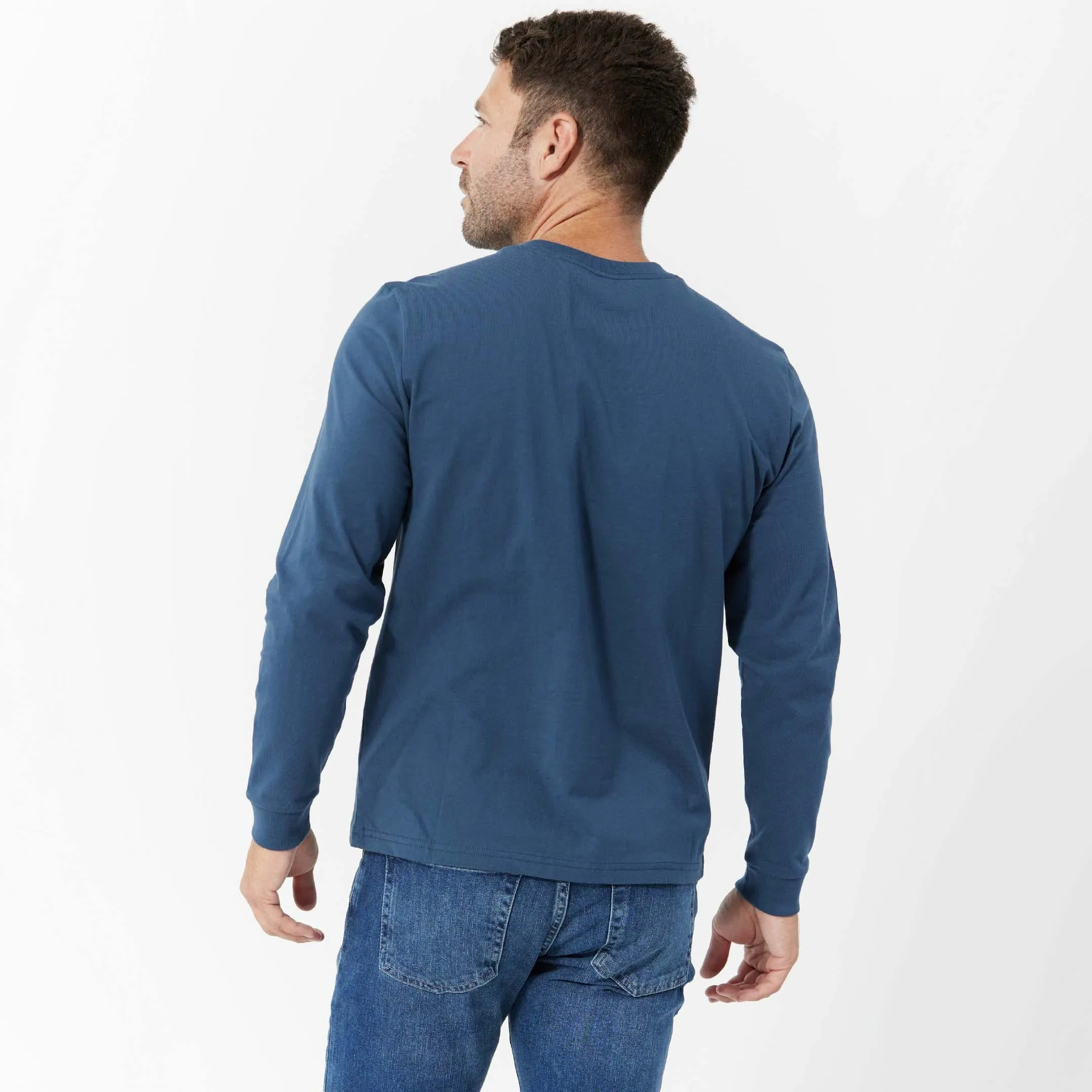 Bright Navy Long Sleeve Pima Cotton Henley