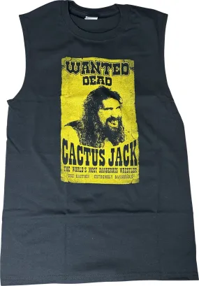 Cactus Jack Wanted Dead Mick Foley Sleeveless Mens Black T-shirt