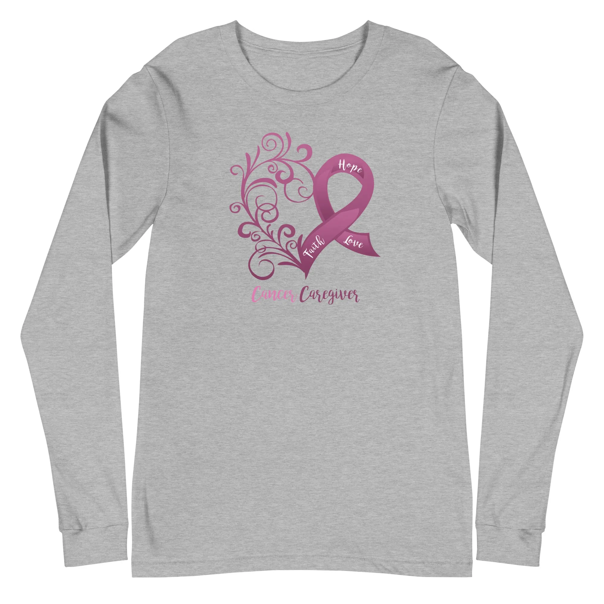 Cancer Caregiver Heart Long Sleeve Tee - Light Colors