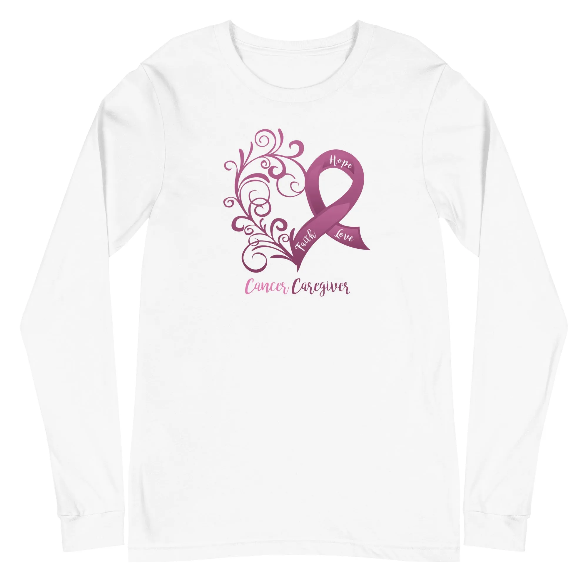 Cancer Caregiver Heart Long Sleeve Tee - Light Colors