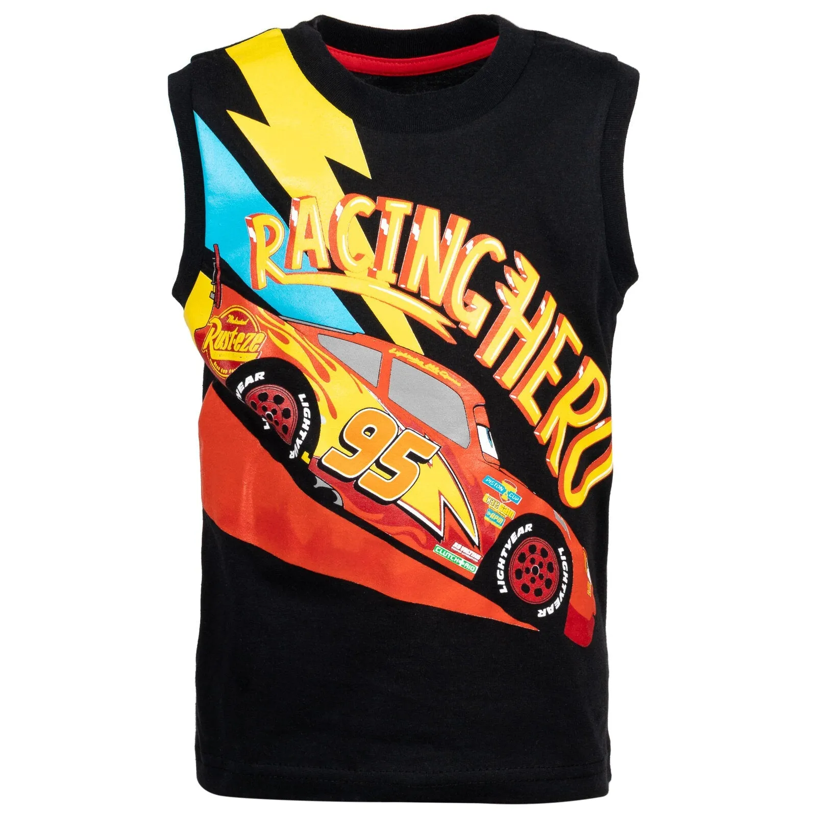 Cars Pixar Cars Lightning McQueen T-Shirt Tank Top and French Terry Shorts 3 Piece Outfit Set