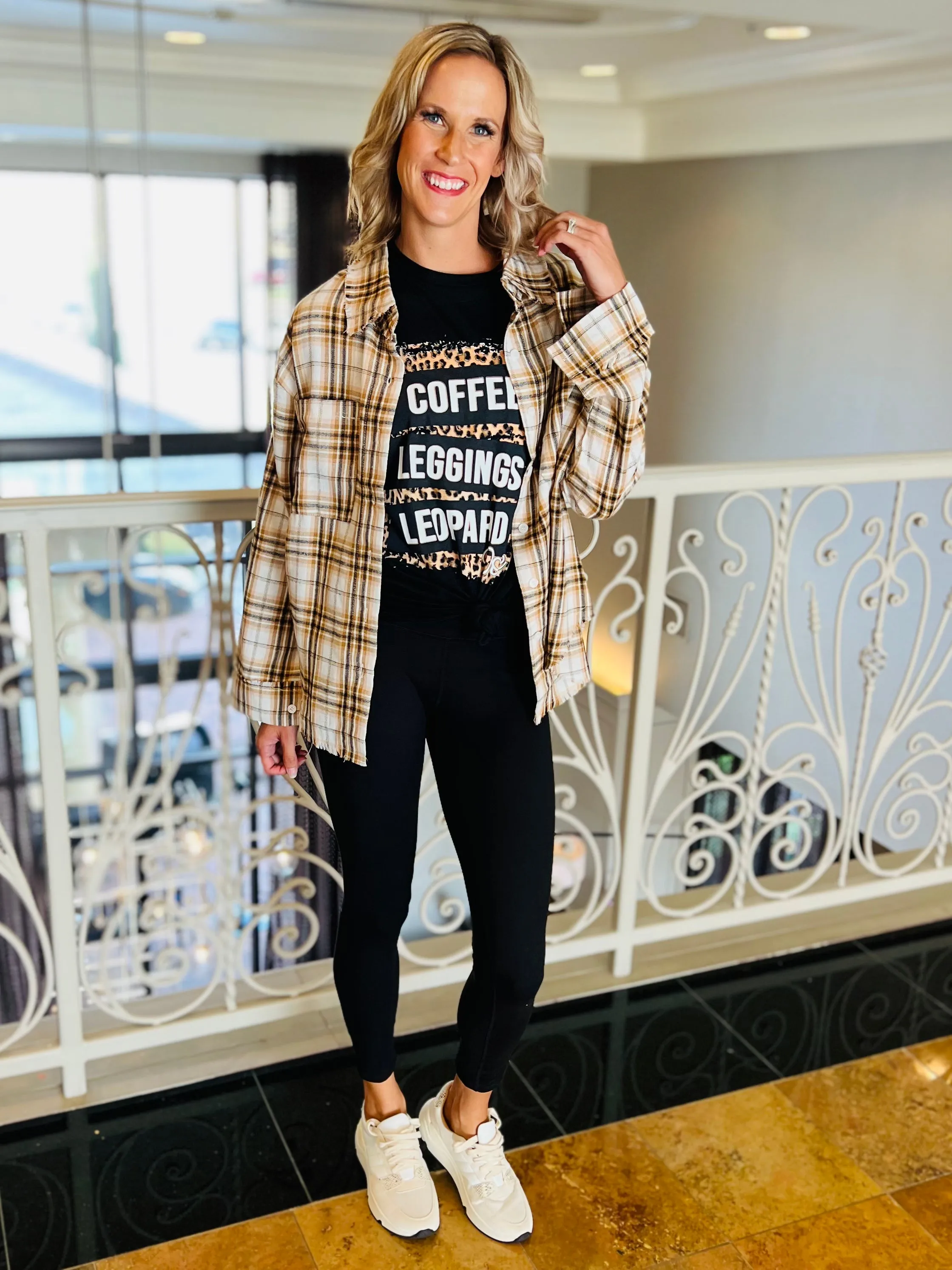 Coffee Leggings Leopard Done Graphic Tee