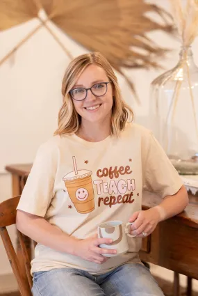 COFFEE TEACH REPEAT GRAPHIC TEE