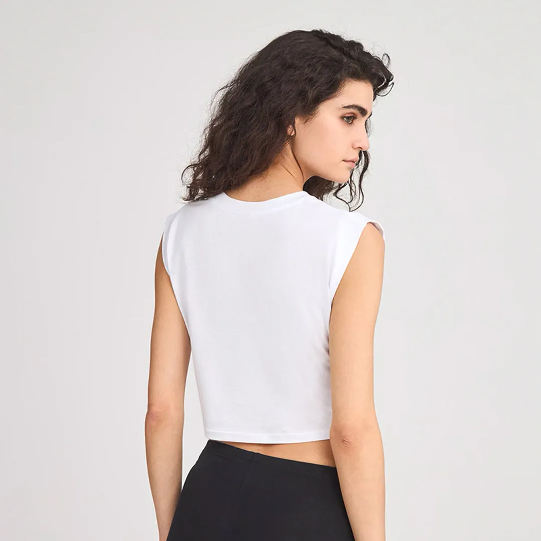 Crew Neck Short Sleeve Cropped T-Shirt