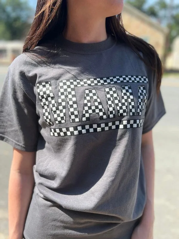 Curvy Charcoal Checkered Mama Tee