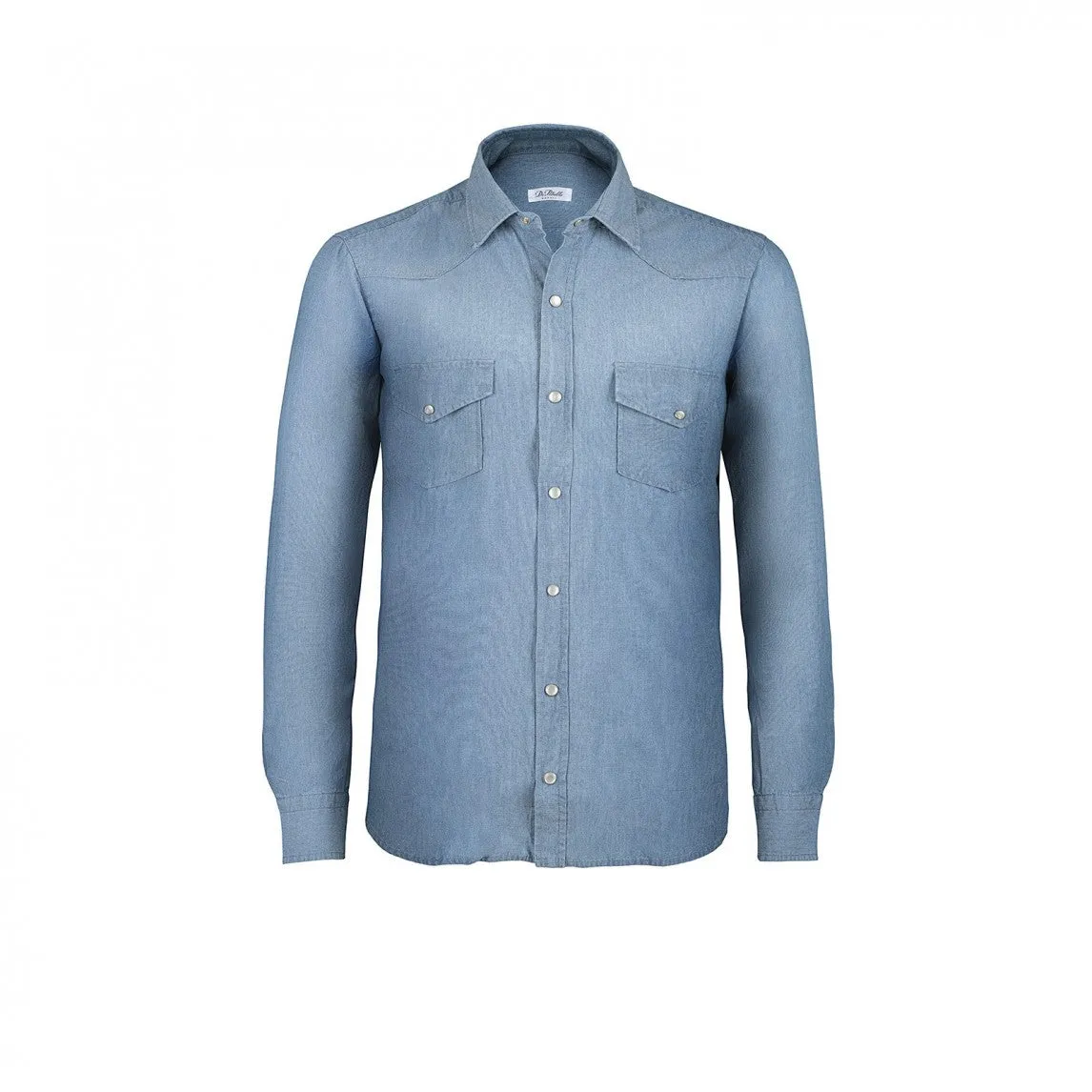 De Petrillo Chambray Western Shirt / Mid Blue