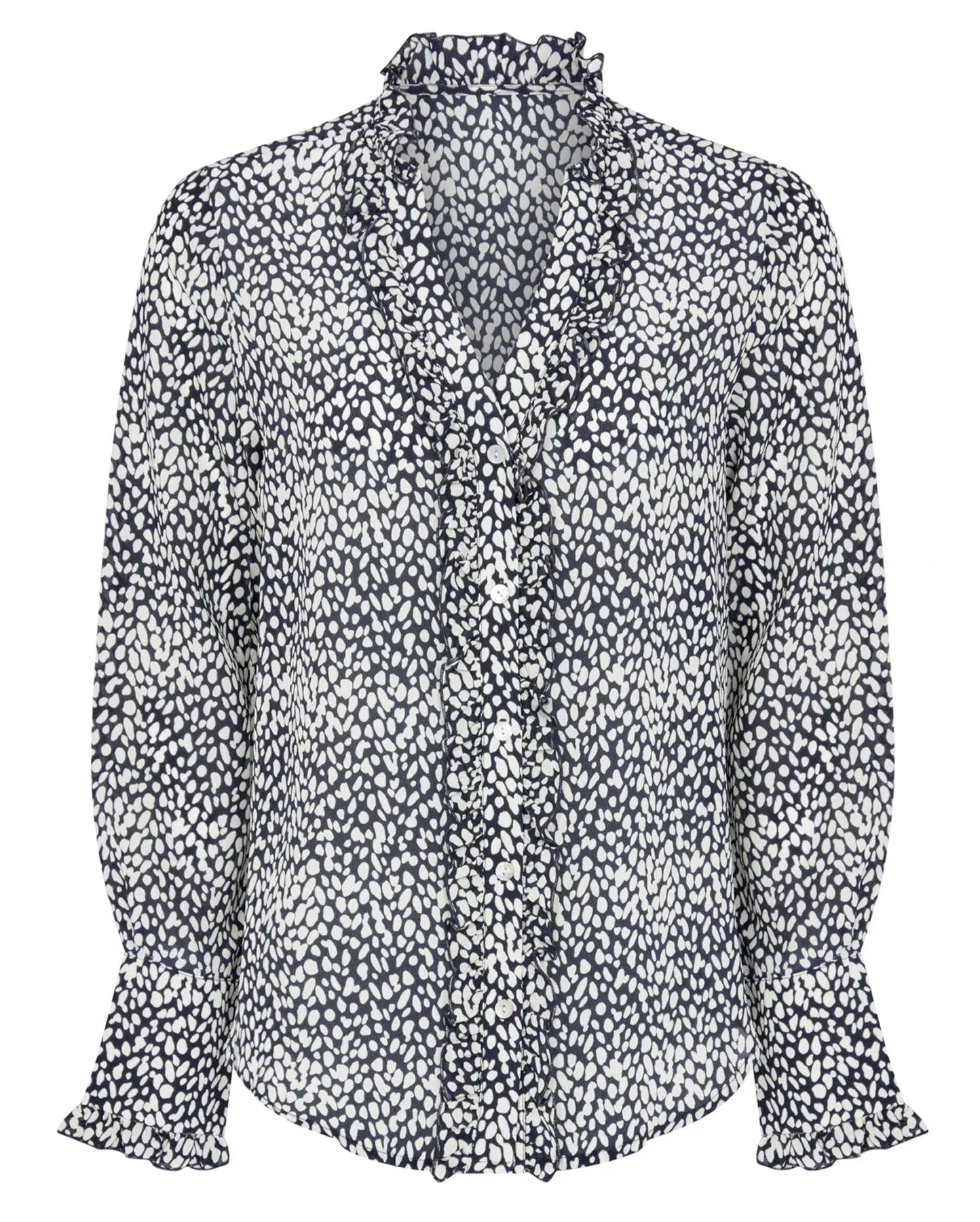 Emily Navy Print Shirt - Navy and White Abstract Print