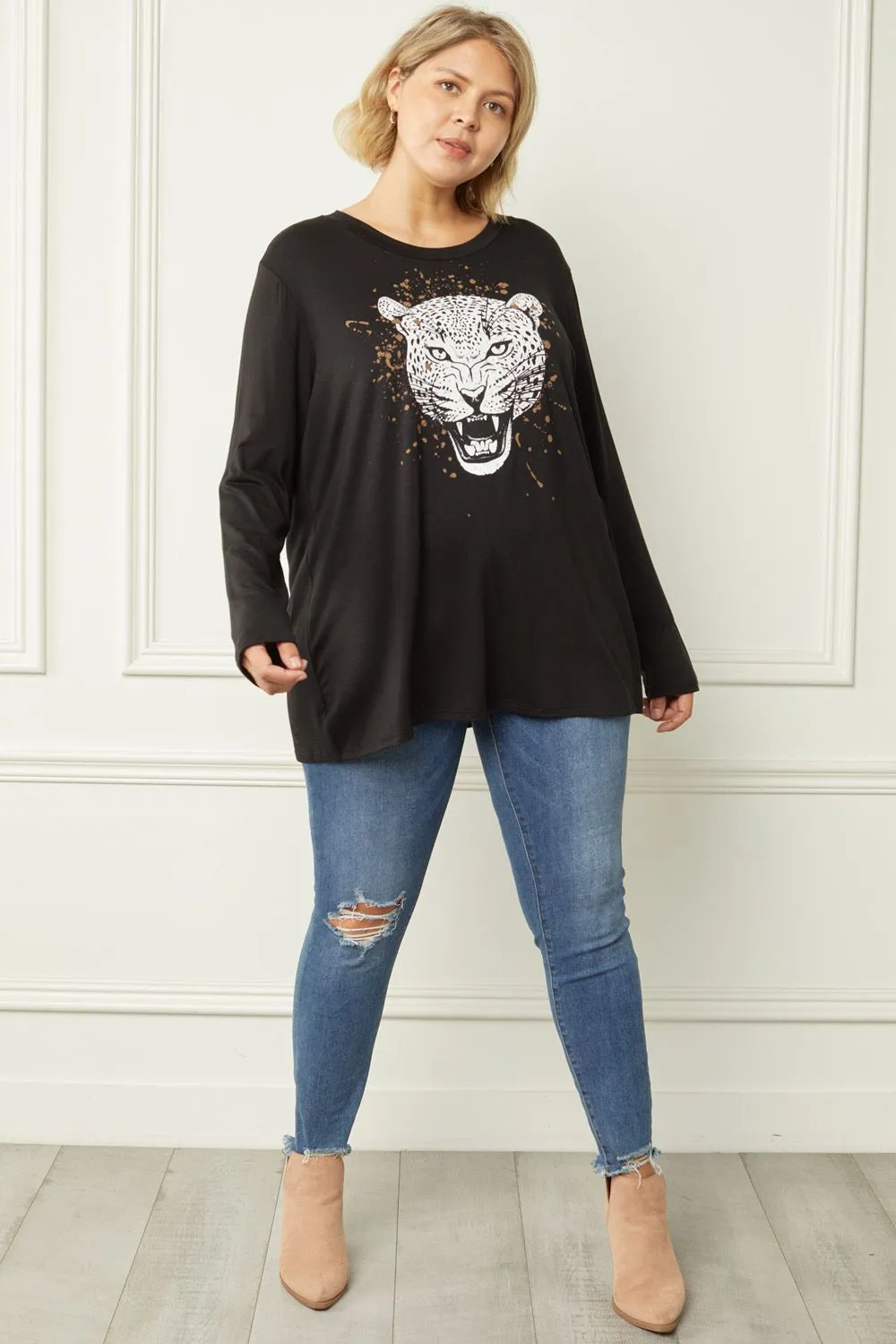 Entro Long Sleeve Tiger Print Tee