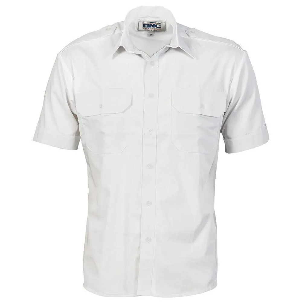 Epaulette Short Sleeve Work Shirt