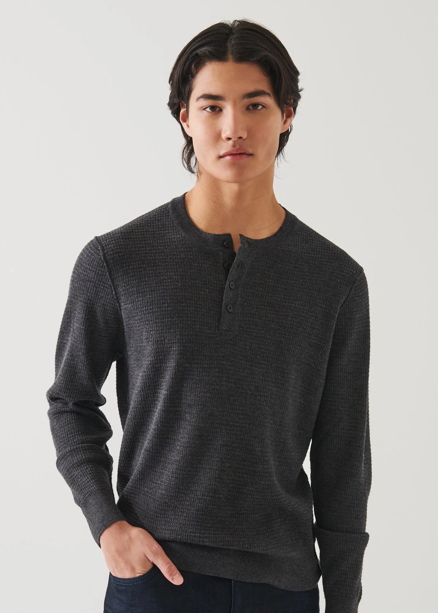 EXTRA-FINE MERINO WAFFLE HENLEY