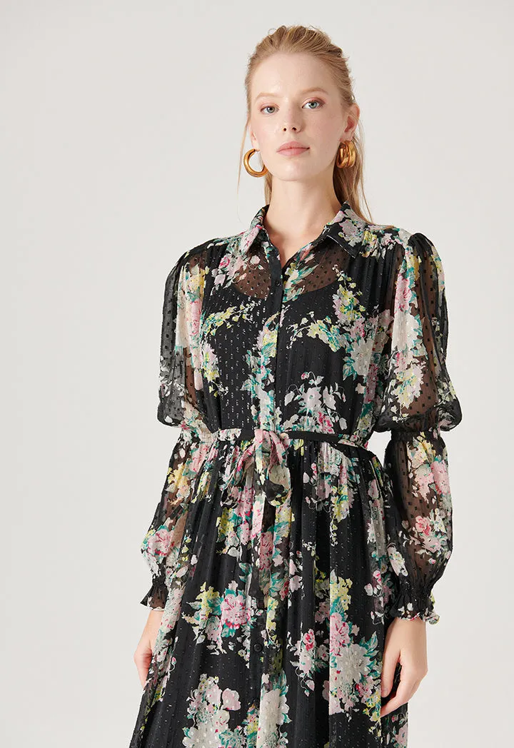 Floral Printed Dobby Maxi Dress