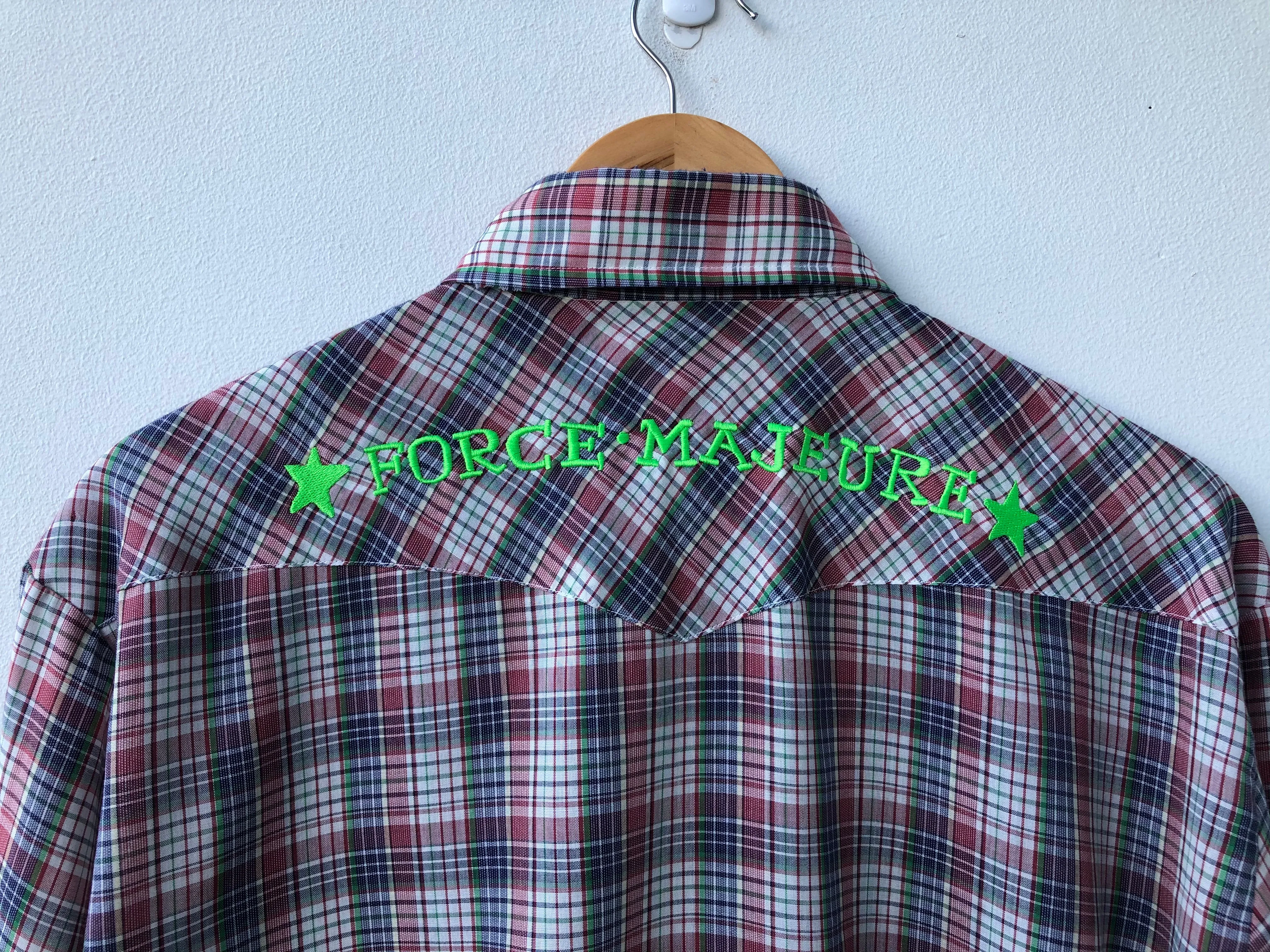 FM WESTERN - Vintage Youngbloods Westernwear Shirt w Neon Green embroidery