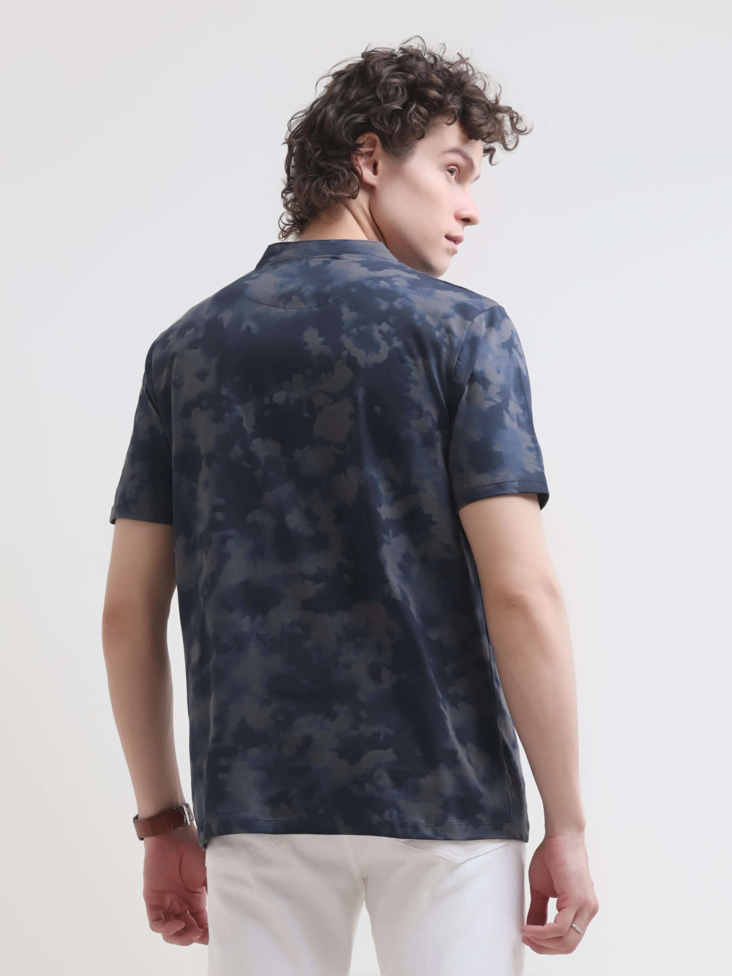 Foge blue water color henley tshirt