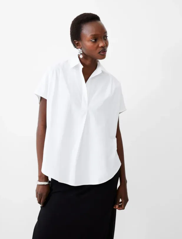 French Connection POPLIN Shirting Cap Sleeve Popover