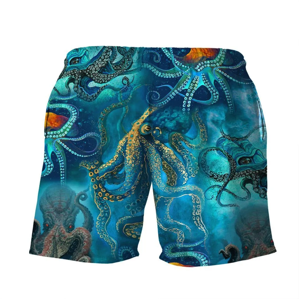 Gearhuman 3D Blue Ocean Octopus Hawaii Shirt