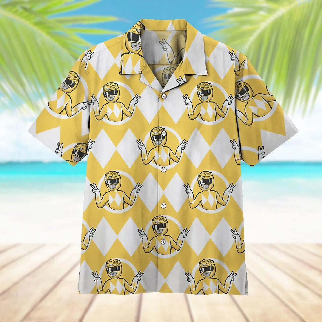 Gearhuman 3D Mighty Morphin Power Rangers Yellow Ranger Hawaii Shirt