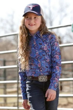 Girl's Cruel Girl Paisley Western Shirt - Royal Blue