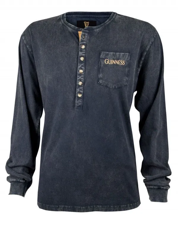 Guinness Classic Washed Black Henley Shirt