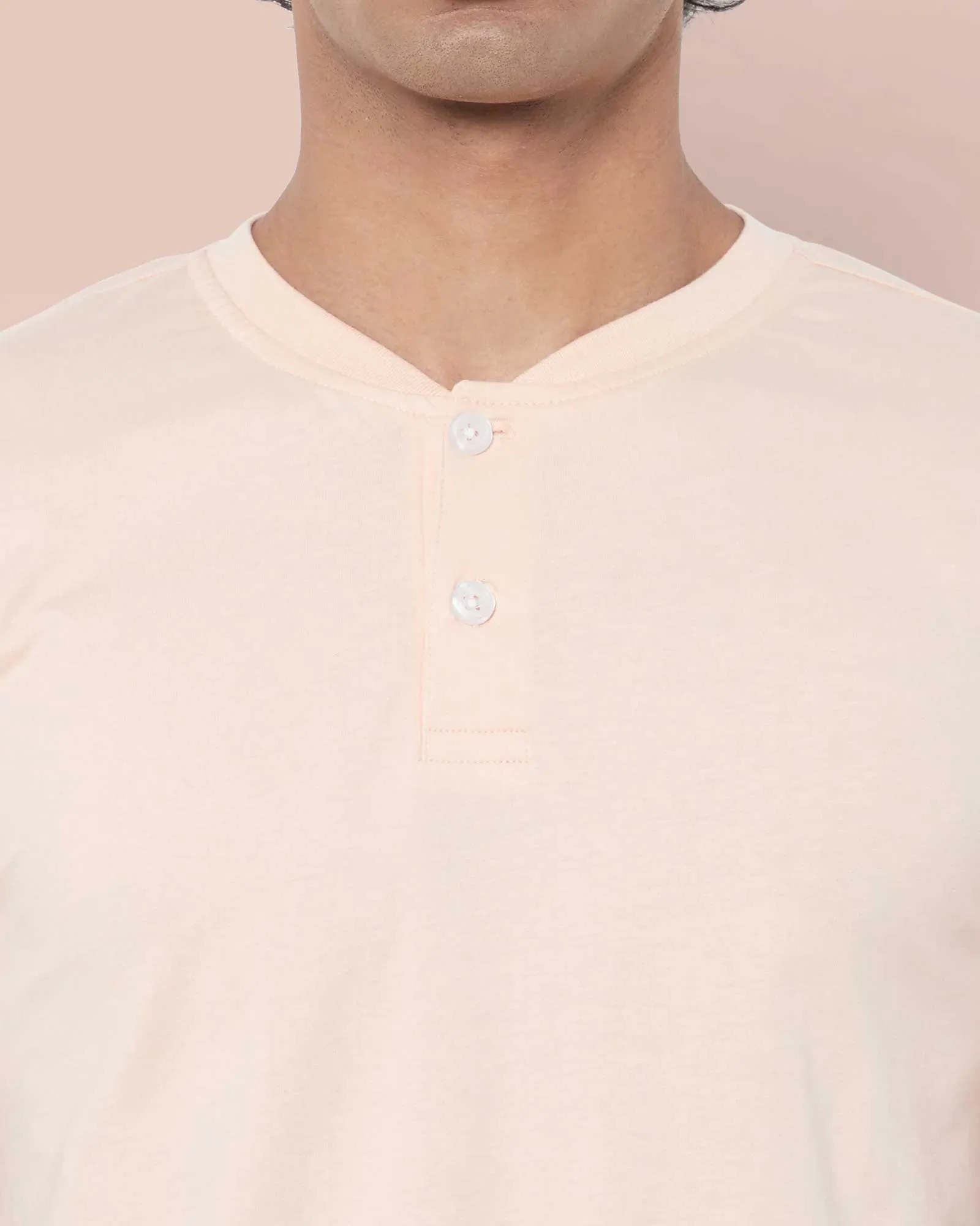 Half Sleeves Henley: Peach