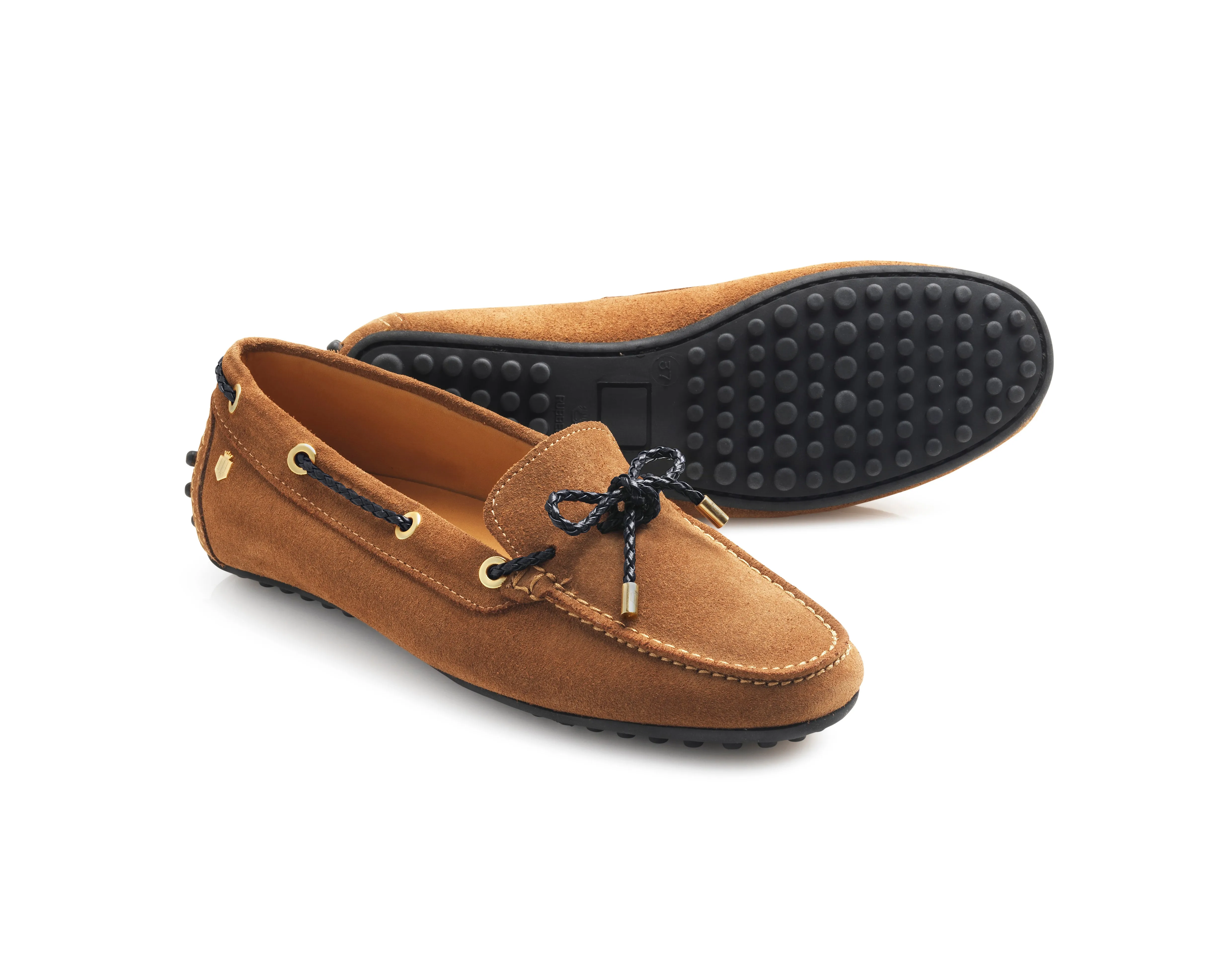 Henley Suede Driving Shoe - Tan/Navy