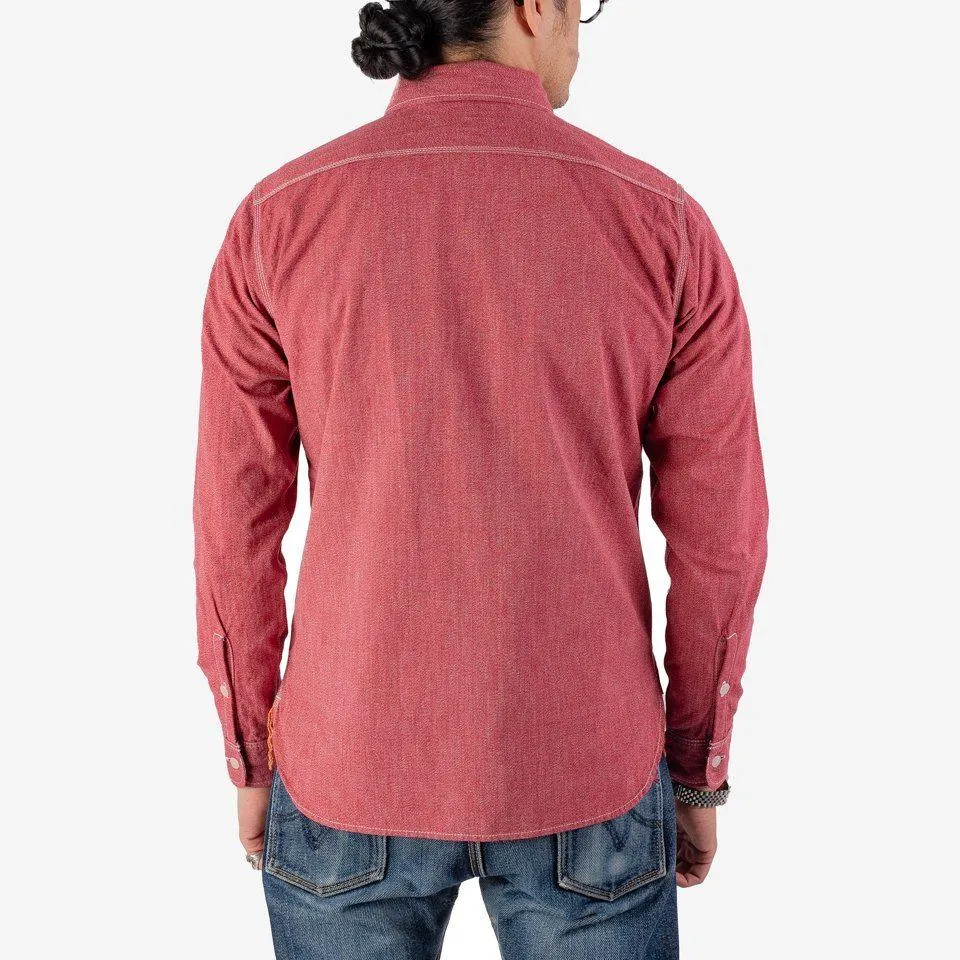 Iron Heart - 10oz Mock Twist Selvedge Chambray Work Shirt - Red