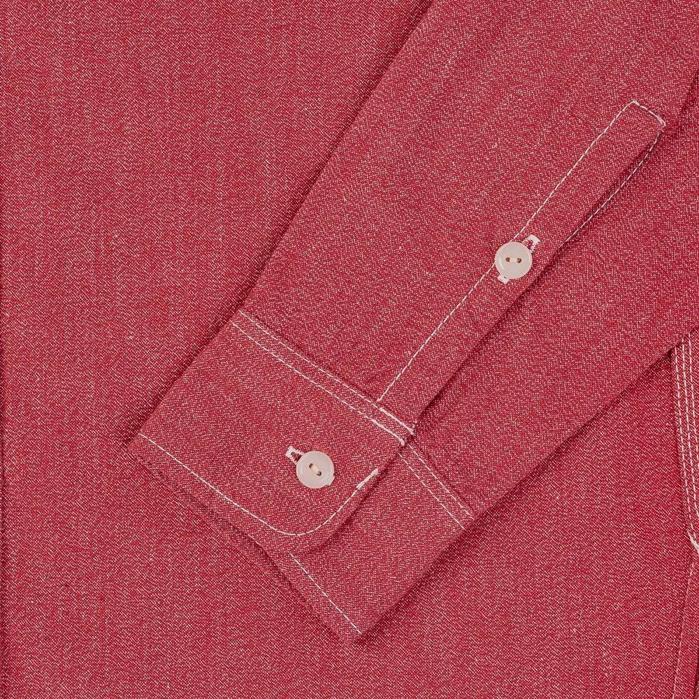 Iron Heart - 10oz Mock Twist Selvedge Chambray Work Shirt - Red