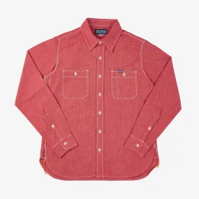 Iron Heart - 10oz Mock Twist Selvedge Chambray Work Shirt - Red