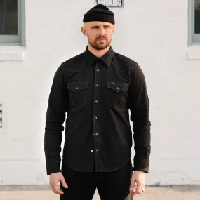 Iron Heart IHSH-367-BLK 10oz Mock Twill Western Shirt Black