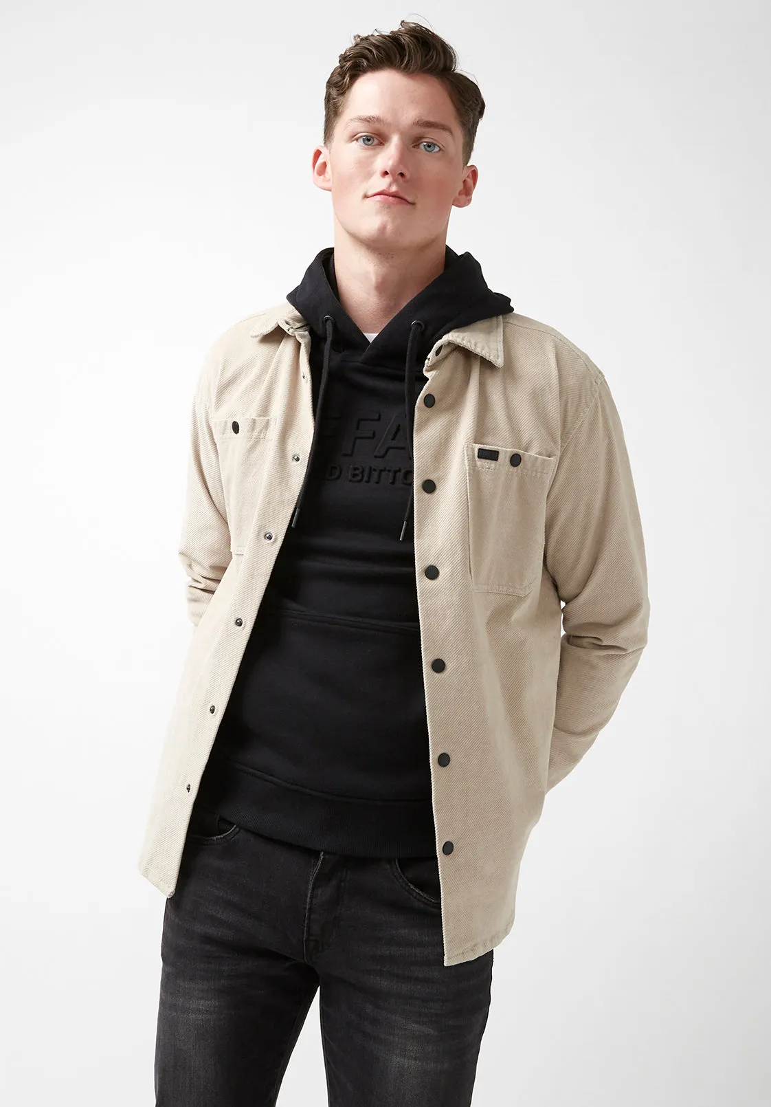 Jafar Men's Shacket in Milk - BPM14374