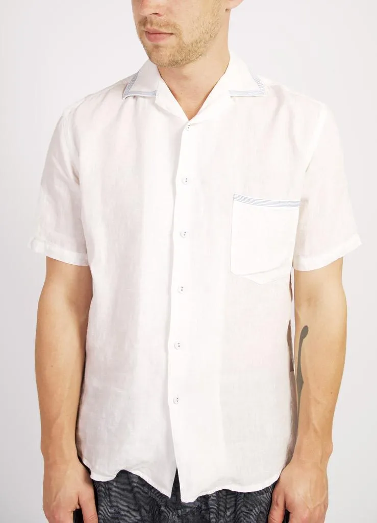 JONNY | Short Sleeve Linen Shirt | White