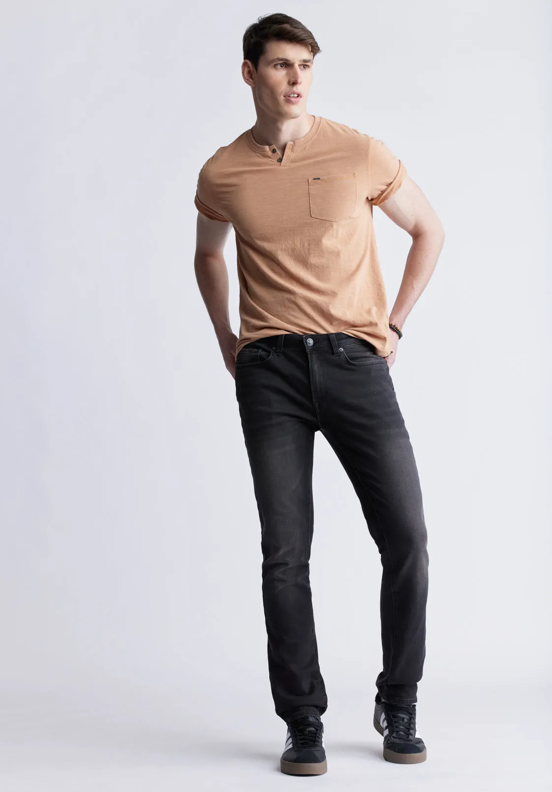 Kadya Short Sleeve Men's Henley, Tan - BM24397