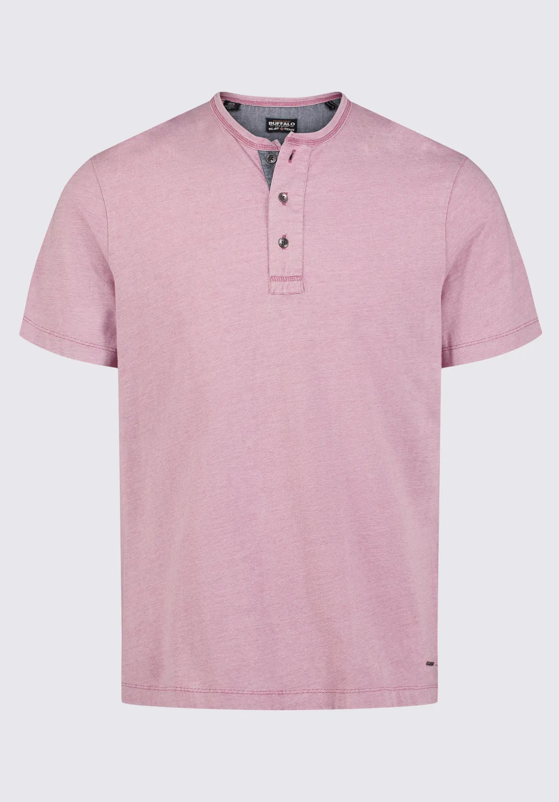 Kandy Men's Short Sleeve Henley, Light Pink - BM24387