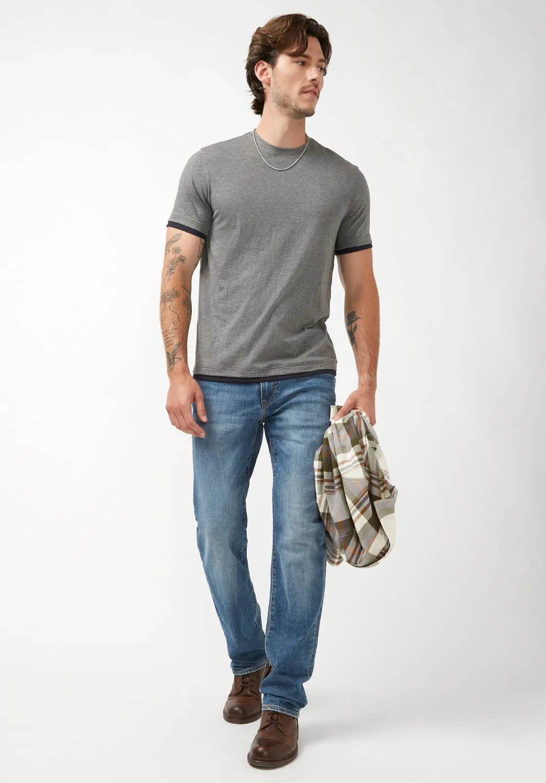 Kasan Men's Short Sleeve Top in Grey - BM24131