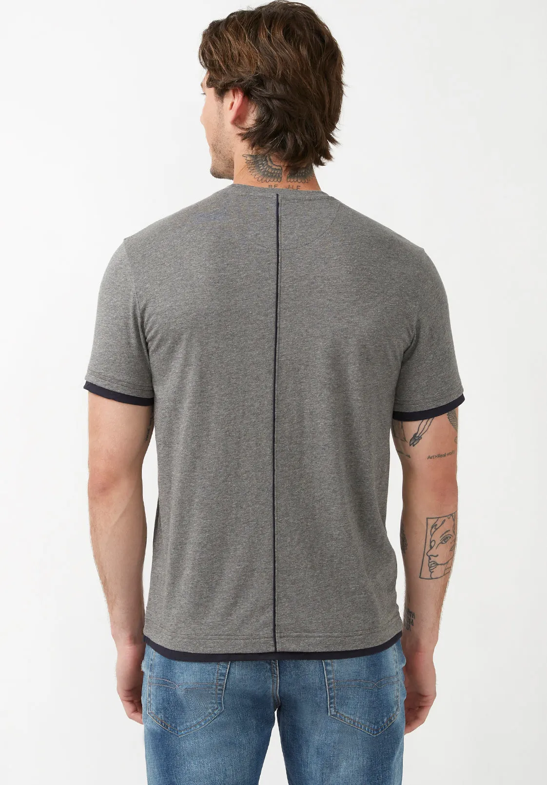 Kasan Men's Short Sleeve Top in Grey - BM24131